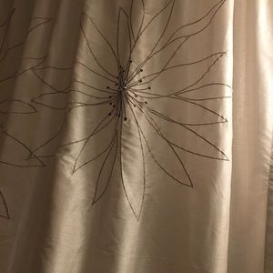 Faux silk floral curtains taupe